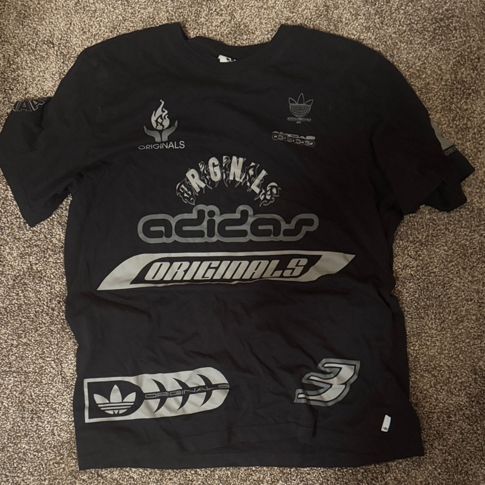 Adidas Originals Black and Gray Graphic Tee